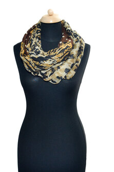 Brown yellow leopard print scarf