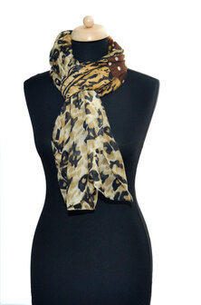 Brown yellow leopard print scarf