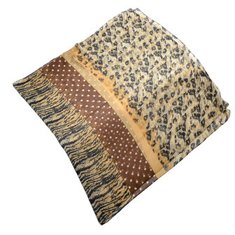 Brown yellow leopard print scarf