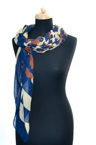 Blue yellow pattern scarf