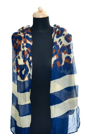 Blue yellow pattern scarf