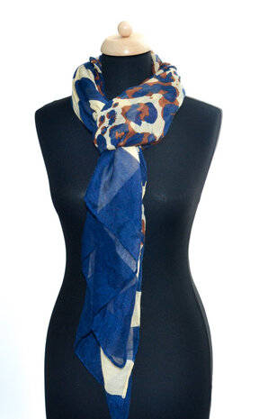 Blue yellow pattern scarf