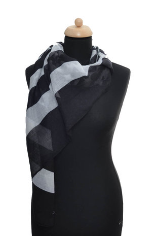 Black and white striped scarf