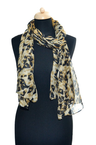 Brown yellow leopard print scarf